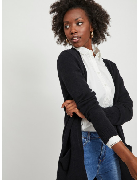 Viril Open Knit Cardigan Black