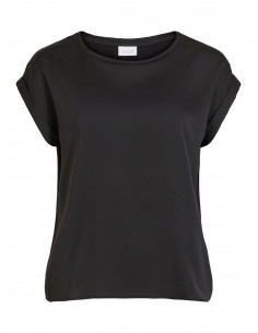 VIEllette S/S Satin Top | Black 2