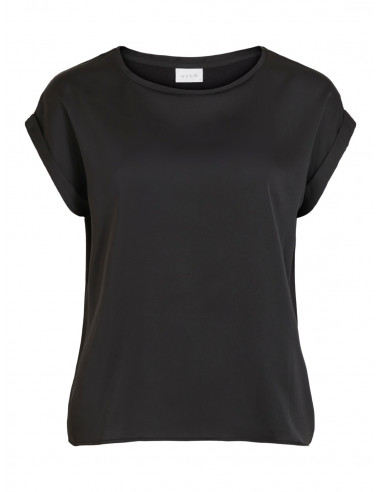 VIEllette S/S Satin Top | Black