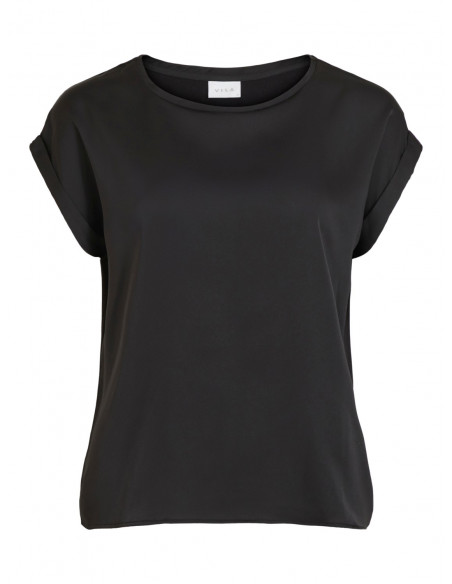VIEllette S/S Satin Top | Black