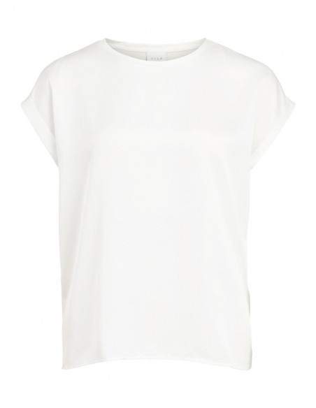 VIEllette S/S Satin Top | Snow White