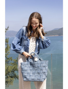 Braided Strap Shopper | Blue