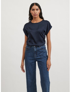 VIEllette S/S satin Top | Navy Blazer