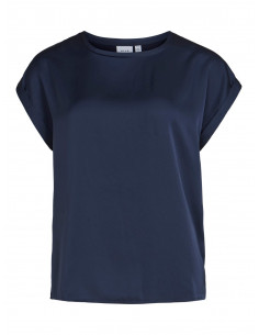 VIEllette S/S satin Top | Navy Blazer 2