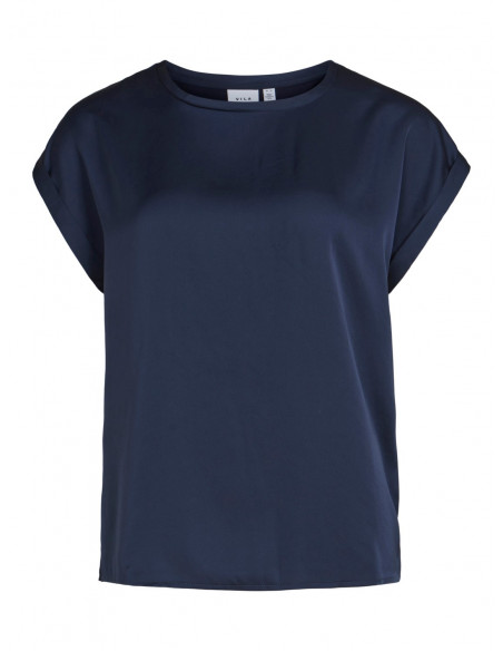VIEllette S/S satin Top | Navy Blazer