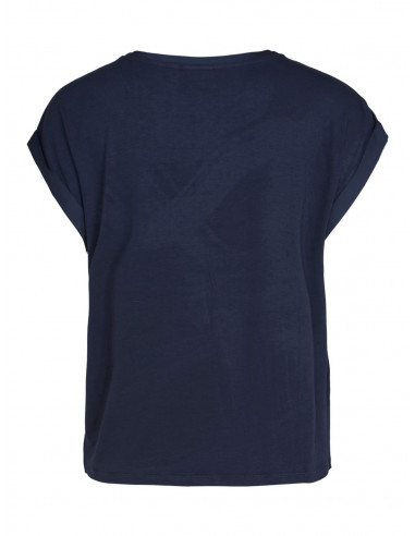 VIEllette S/S satin Top | Navy Blazer