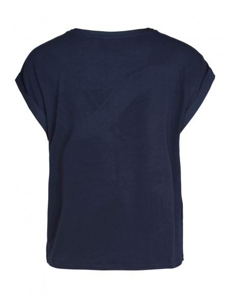 VIEllette S/S satin Top | Navy Blazer