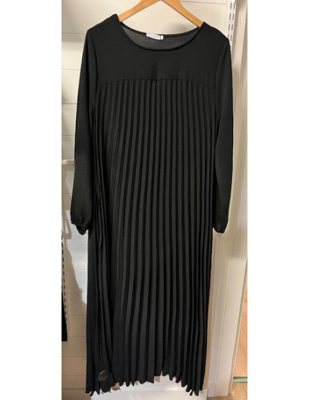 Klänning Plisserad Lång Ärm | Black