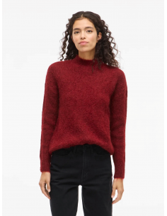 VIBennu Funnelneck Knit Top | Red