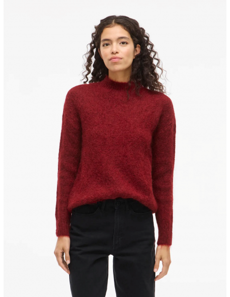 VIBennu Funnelneck Knit Top | Red