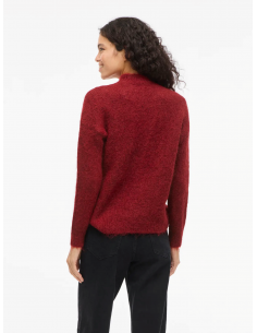 VIBennu Funnelneck Knit Top | Red 2