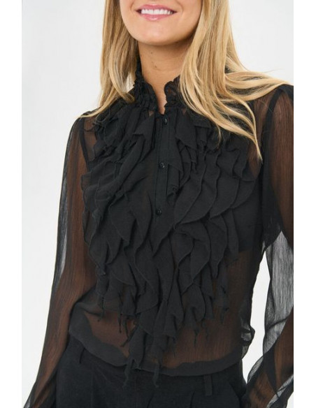 LiljaSz Crinkle LS Shirt | Black