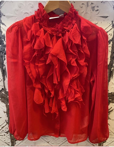 LiljaSz Crinkle LS Shirt | Red