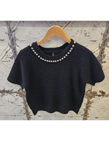 OnlAbby Bling Top O-Neck | Black