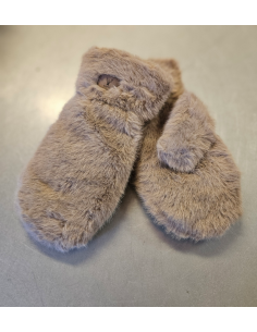 Fuskpälsvantar | Taupe