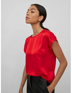 ViEllette S/S Satin Top | Cherry