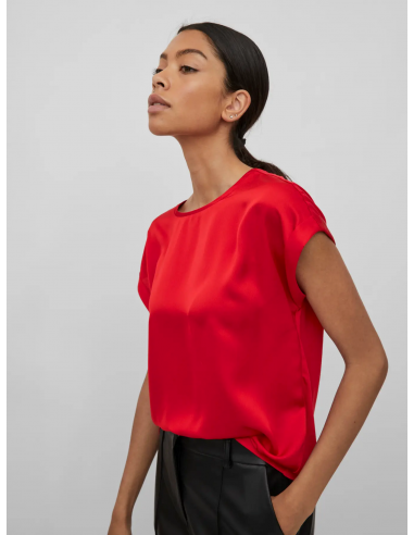 ViEllette S/S Satin Top | Cherry