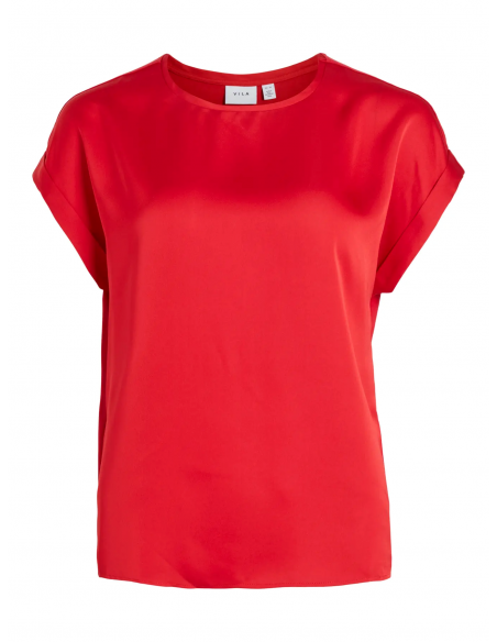 ViEllette S/S Satin Top | Cherry