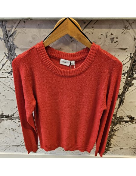 Viril O-Neck Knit Top | Cherry
