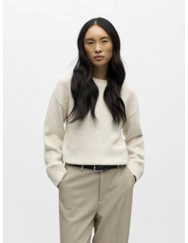 OBJSima LS Knit Pullover | Sand