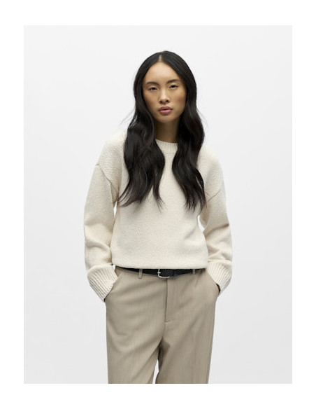 OBJSima LS Knit Pullover | Sand