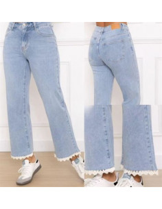 Jeans med spets | LtBlue