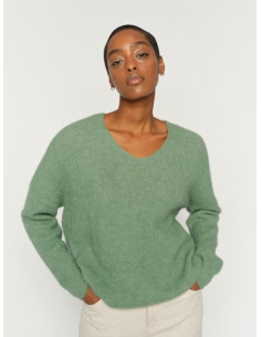 MmThora V-neck Knit | Green