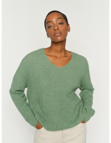 MmThora V-neck Knit | Green