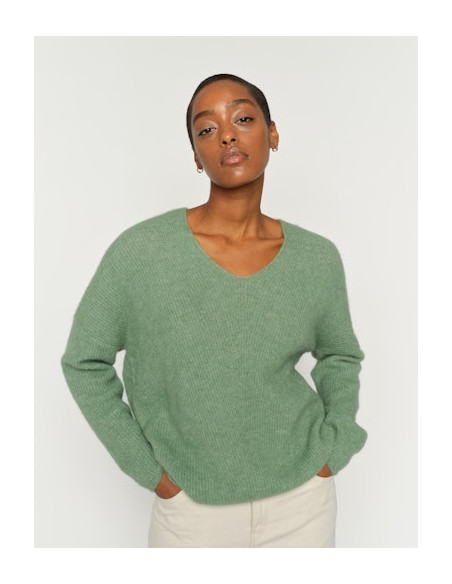 MmThora V-neck Knit | Green