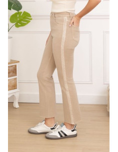 Jeans med brodyrkant | Nude