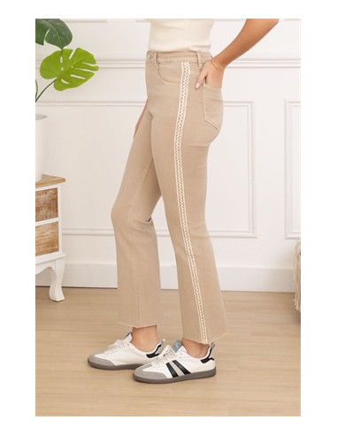 Jeans med brodyrkant | Nude