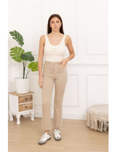 Jeans med brodyrkant | Nude 2