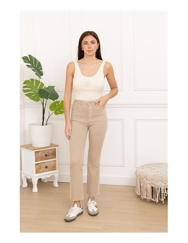 Jeans med brodyrkant | Nude