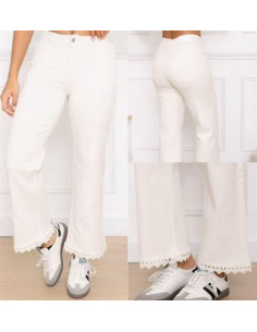 Jeans med spets | Beige