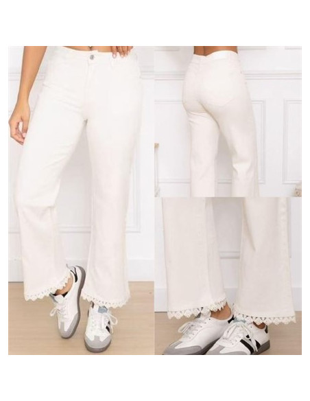 Jeans med spets | Beige