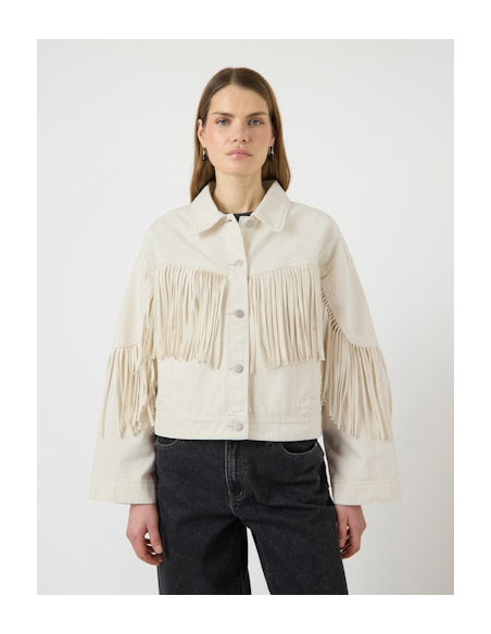 YasAiko Fringe Jacket | Ecru