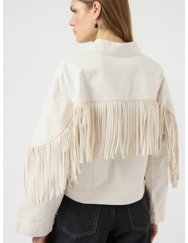YasAiko Fringe Jacket | Ecru