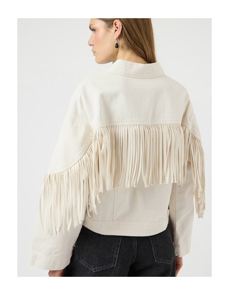 YasAiko Fringe Jacket | Ecru