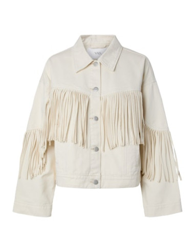 YasAiko Fringe Jacket | Ecru