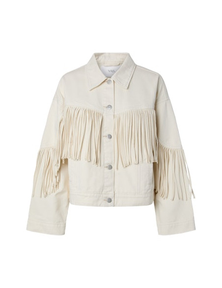 YasAiko Fringe Jacket | Ecru