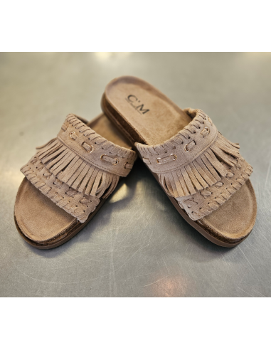 Sandal med frans | Taupe