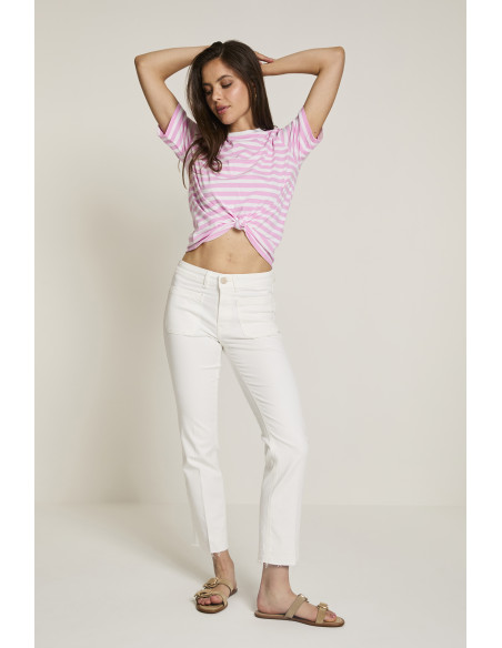 Kim Pocket Denim | White