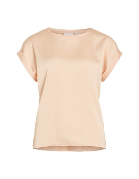 VIEllette S/S Satin Top | Peach