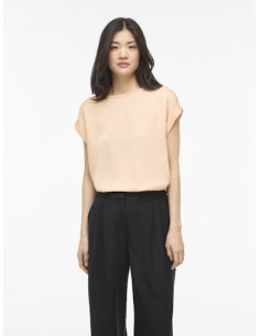 VIEllette S/S Satin Top | Peach 2