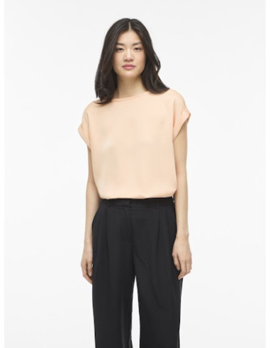 VIEllette S/S Satin Top | Peach