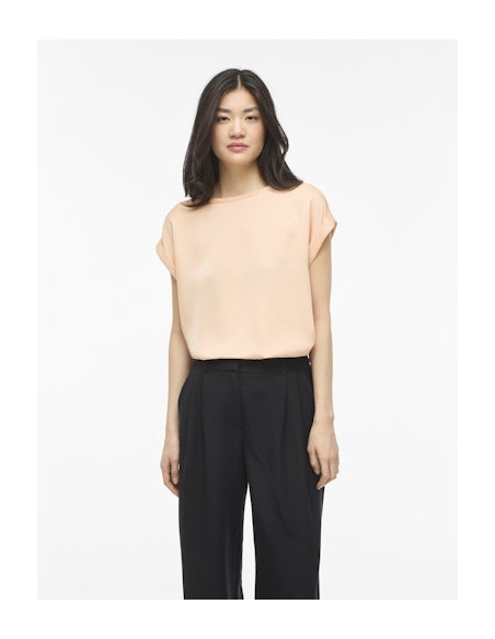 VIEllette S/S Satin Top | Peach