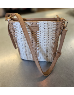 Väska strå randig | Cognac