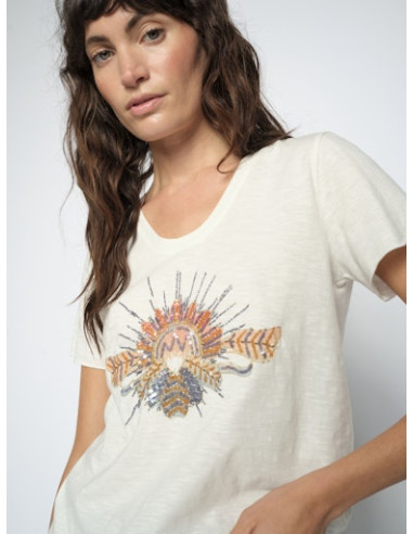 MmTonia O-SS Glam Tee | Ecru