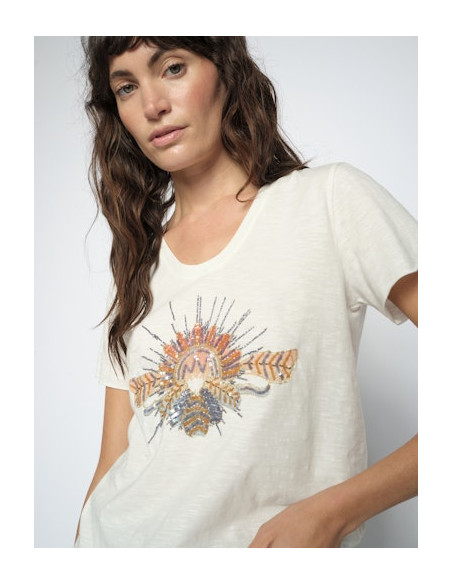 MmTonia O-SS Glam Tee | Ecru