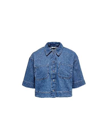 OnlCleo Crop Dnm Shirt | MedBlue